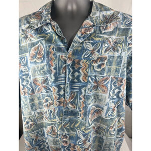 Men’s American Blue Authentics Hawaiian Shirt Size XL Cotton Floral Short Sleeve